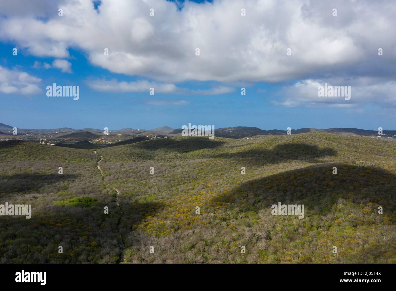 Veduta aerea della costa di Curao nei Caraibi con spiaggia, scogliera e mare turchese Foto Stock