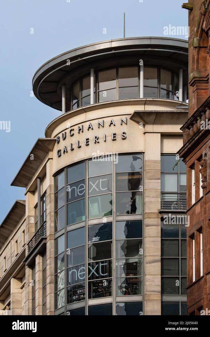 Buchanan Galleries segno, Glasgow, Scozia, Regno Unito Foto Stock