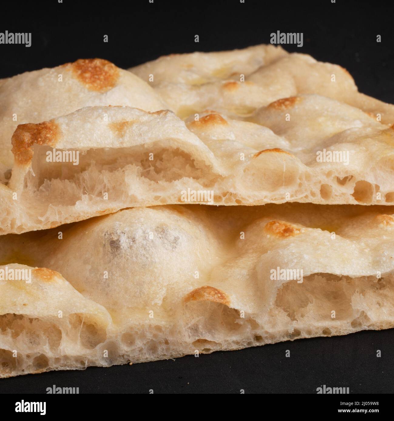 Pasta acidita 72 ore pizza fermentata al taglio base cotta alla perfezione Foto Stock