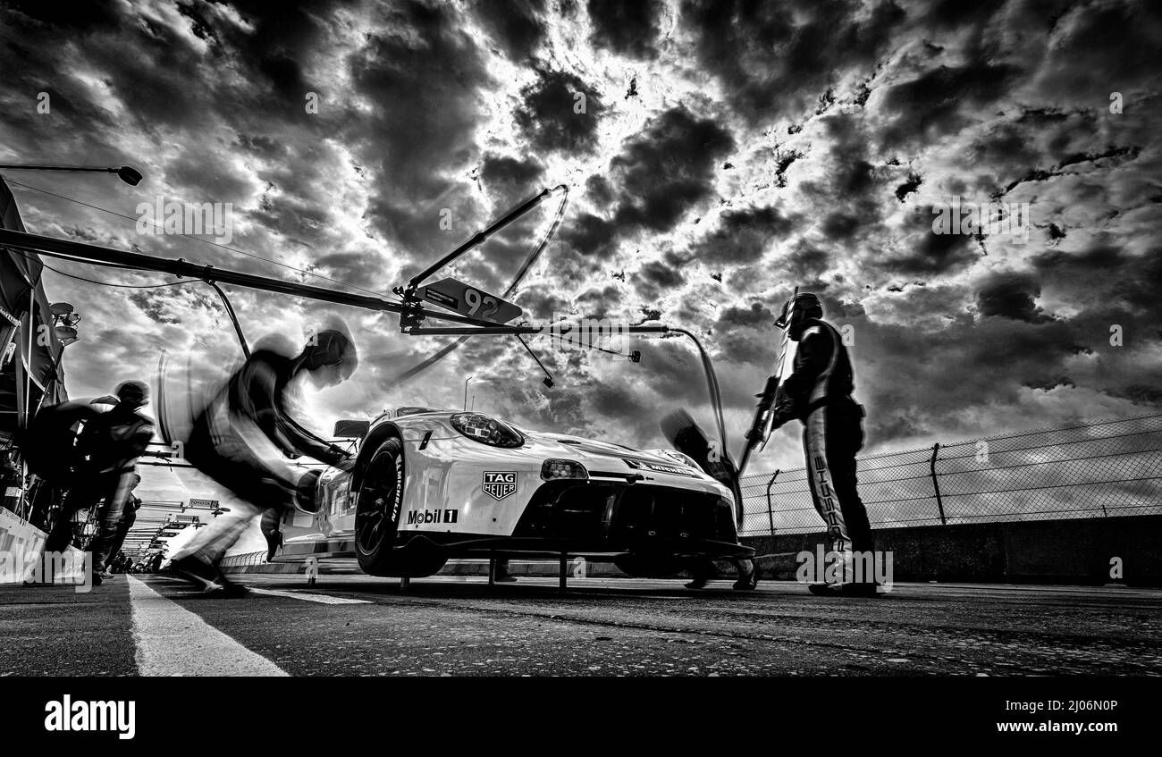 92 CHRISTENSEN Michael (dnk), ESTRE Kevin (fra), Porsche GT Team, Porsche 911 RSR - 19, ambiance durante le 1000 miglia di Sebring, 1st round del campionato FIA World Endurance 2022 sul circuito Sebring International Raceway dal 16 al 18 marzo, a Sebring, Florida, Stati Uniti d'America - Foto Francois Flamand / DPPI Foto Stock