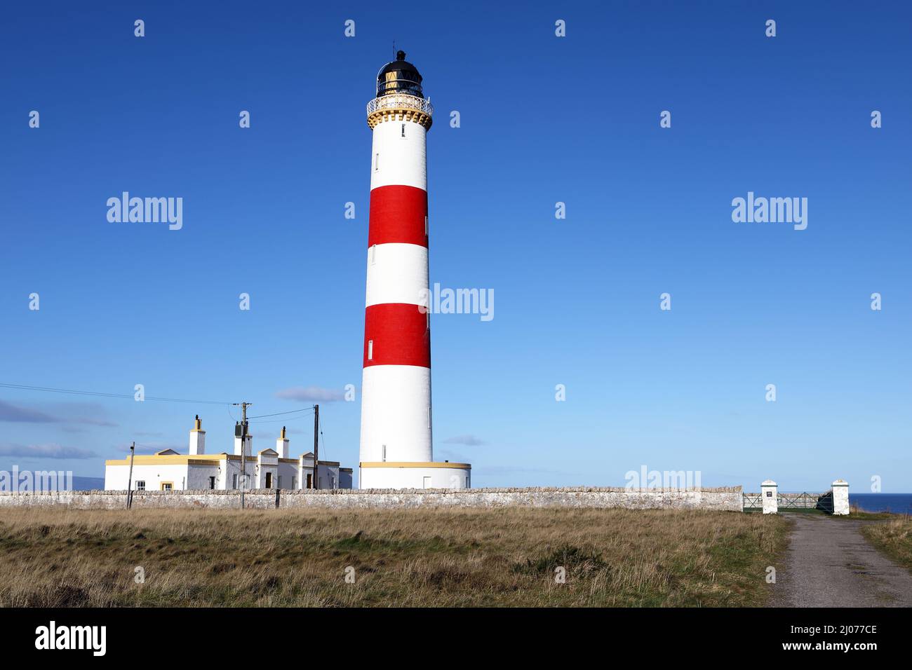 Faro di Tarbat Ness, Portmahomack, Easter Ross, Scozia Foto Stock