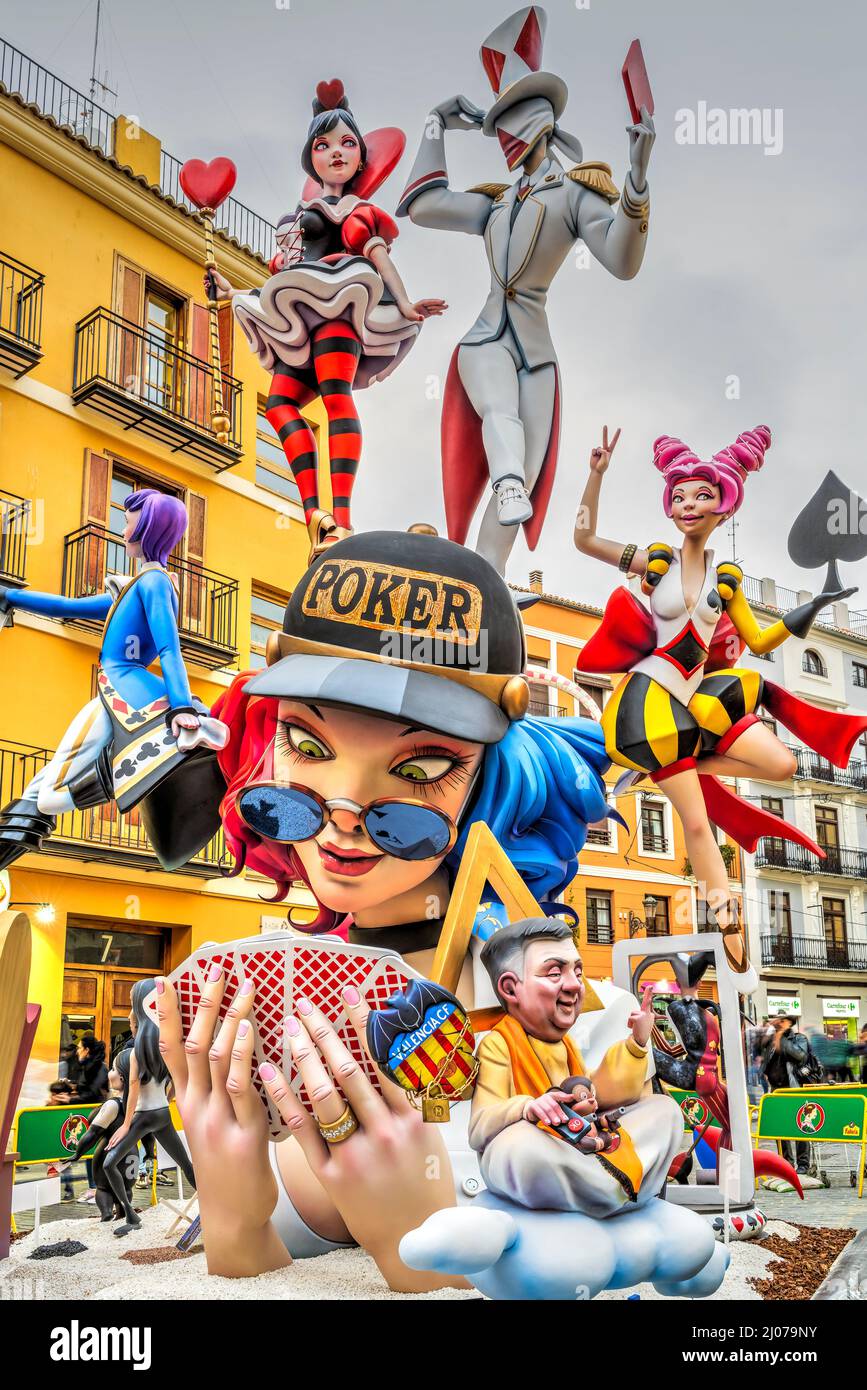 Scultura gigante per l'annuale Fallas Festival, Valencia, Spagna Foto Stock