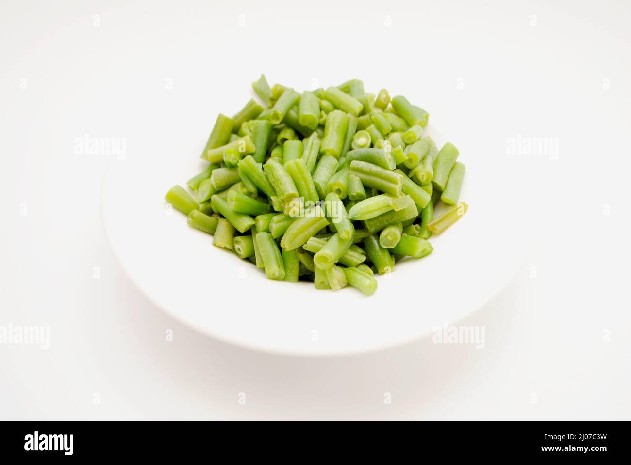 Fagioli verdi cotti freschi in una ciotola da portata Foto Stock