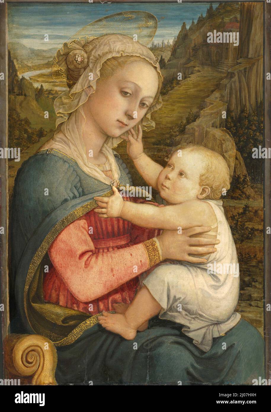 Vergine e Bambino. Museo: Alte Pinakothek, Monaco. AUTORE: FRA FILIPPO LIPPI. Foto Stock