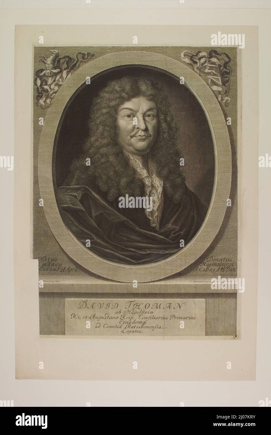 Ritratto del compositore e organista David Thomann von Hagelstein (1624-1688). Museo: COLLEZIONE PRIVATA. Autore: Elias Hainzelmann. Foto Stock