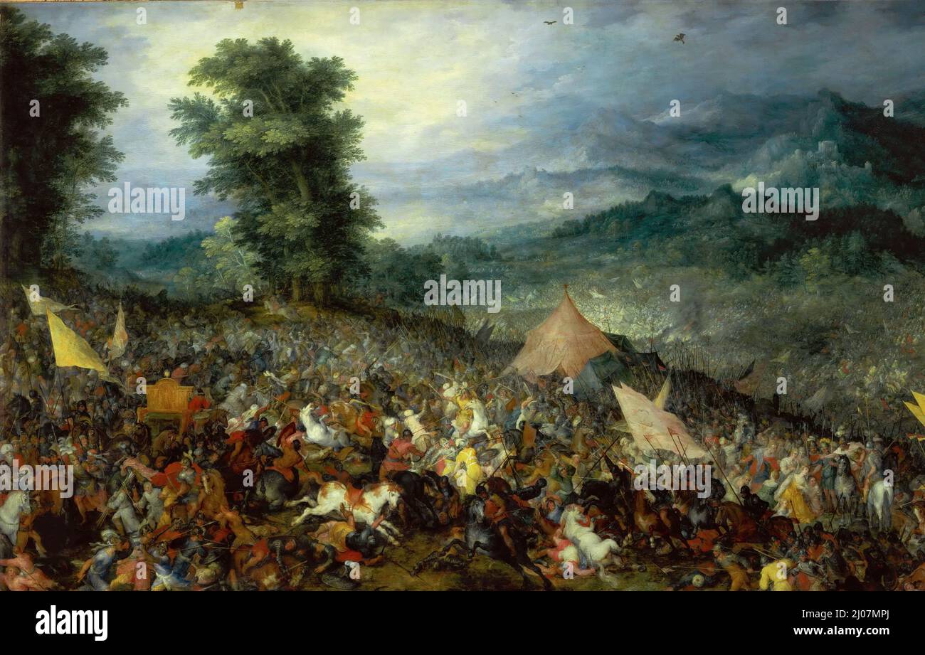 La battaglia di Isso. Museo: Museo del Louvre, Parigi. Autore: jan Brueghel il Vecchio. Foto Stock