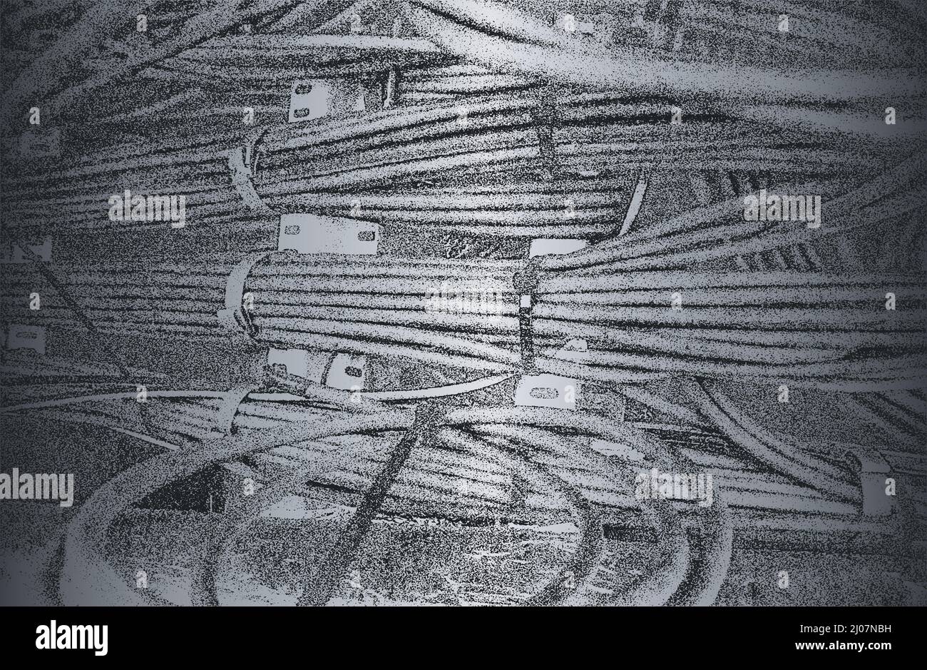 Lussuoso sfondo in metallo nero sfumato con trama angosciata e un cavo. Illustrazione vettoriale Illustrazione Vettoriale