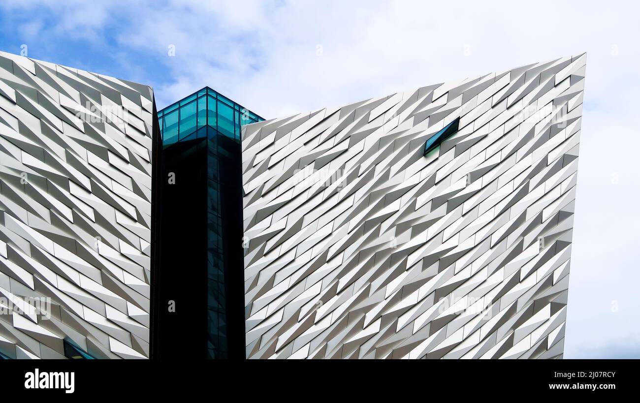 Dettaglio dell'edificio Titanic Experience Belfast Foto Stock