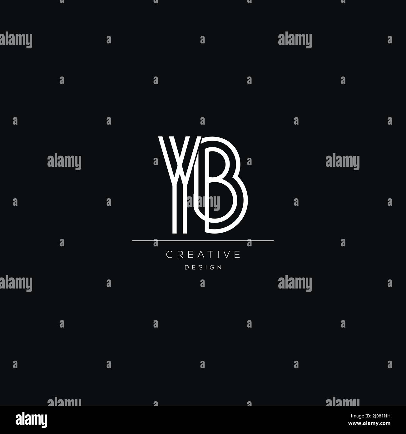 Elementi del modello di disegno dell'icona del logo YB Letter Illustrazione Vettoriale