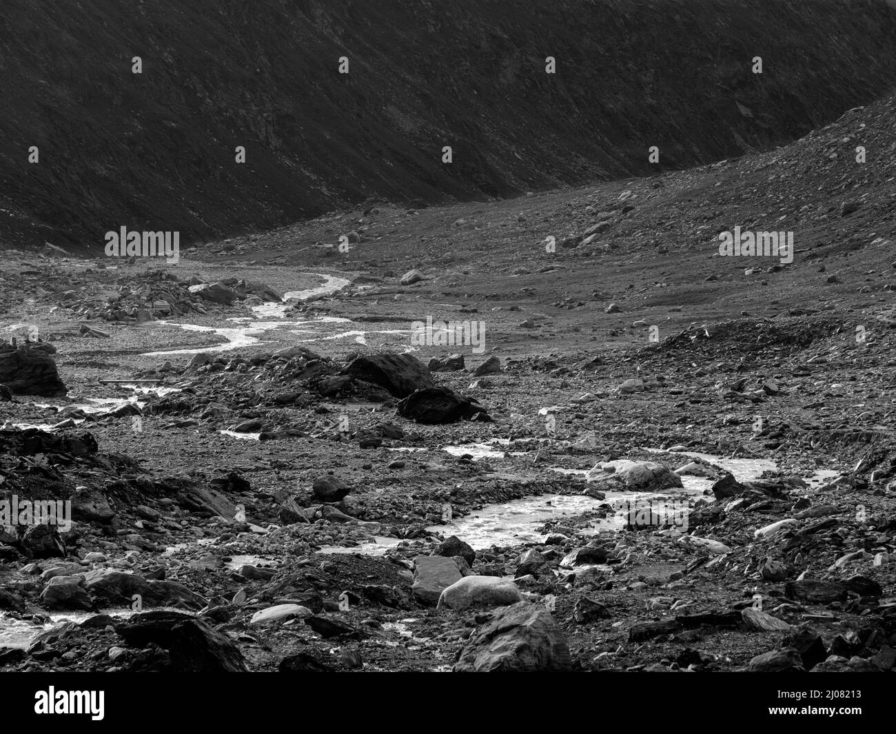 Valle Gaisbergtal. Oetztal Alpi nel parco naturale Oetztal vicino villaggio Obergurgl. Europa, Austria, Tirolo Foto Stock
