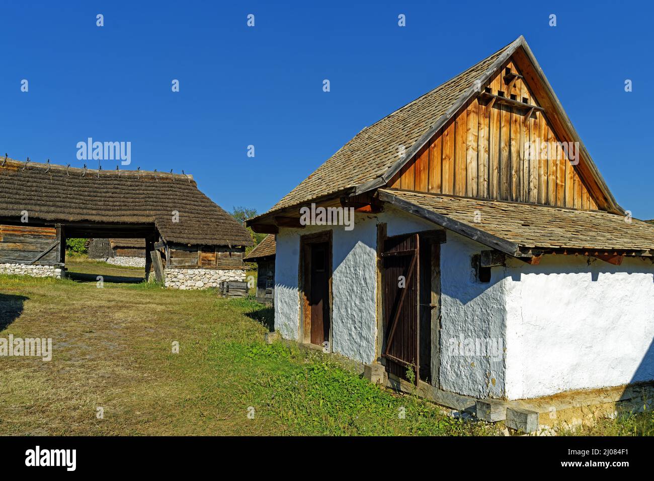 Freilichtmuseum, Bauernhofmuseum, Skanzen, Szentendrei Szabadtéri Néprajzi Múzeum, Region Nordungarn, Dorf, Häuser Foto Stock