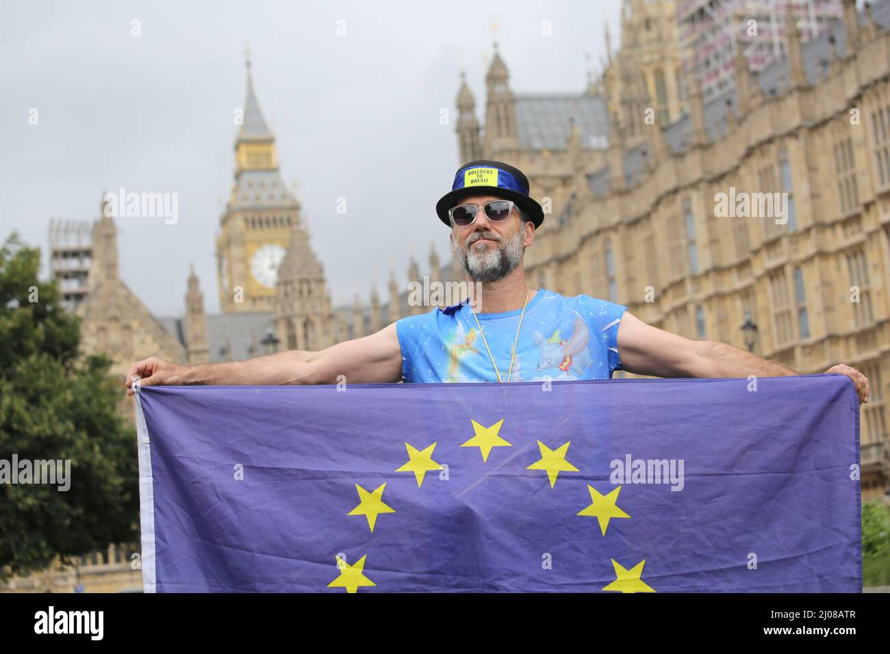 Una protesta al parlamento di Westminster, Londra contro la Brexit e a favore della permanenza nell’UE Foto Stock