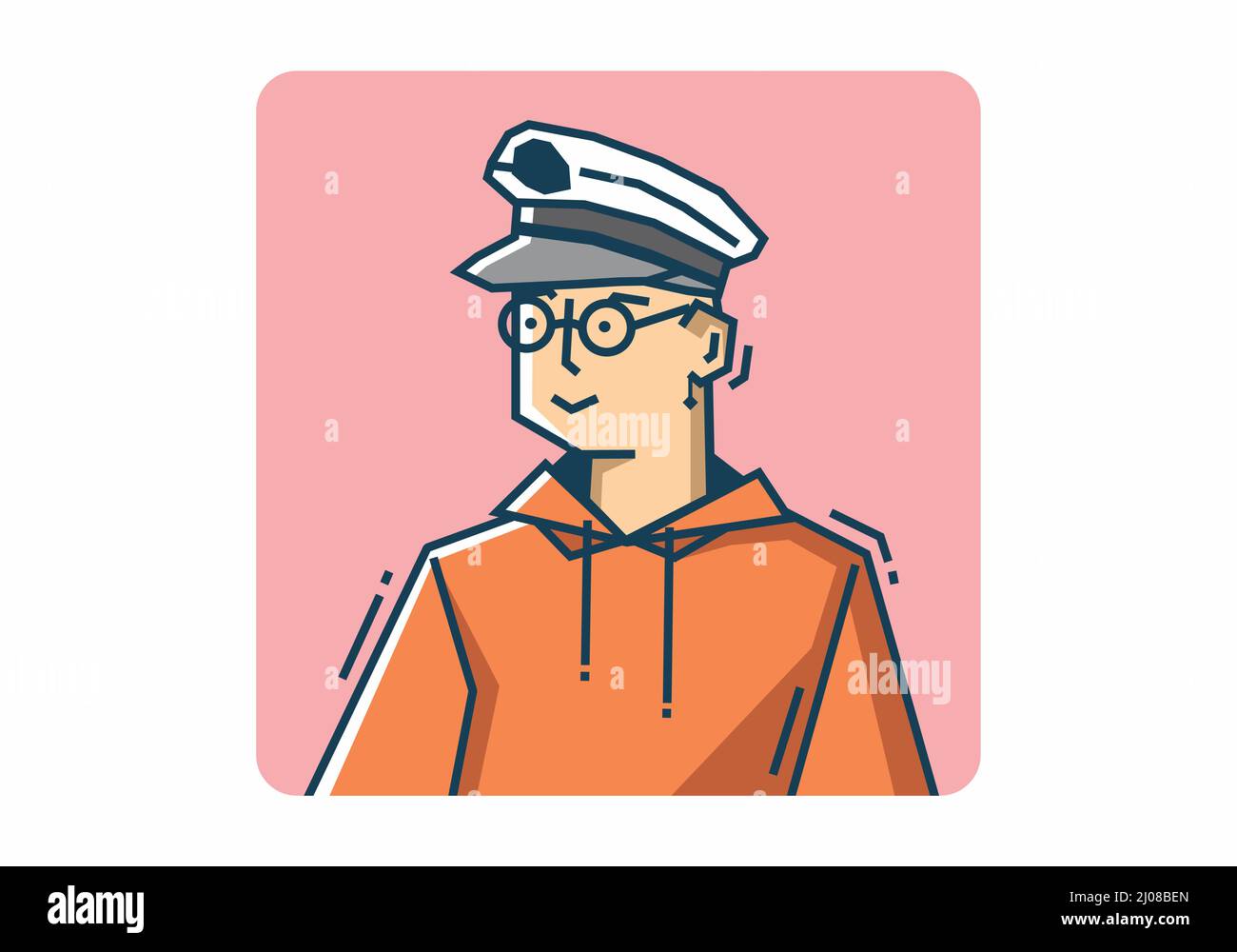 Tipo rigido che indossa il design del cappello del capitano Illustrazione Vettoriale