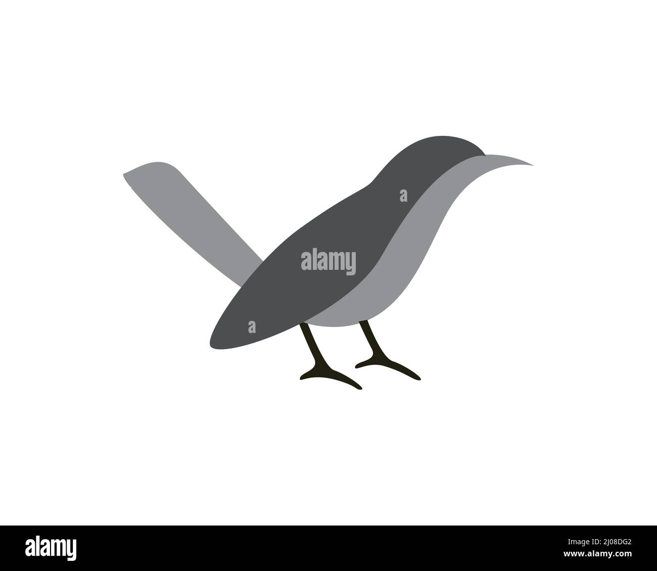 Illustrazione di Mockingbird in piedi con stile Silhouette Illustrazione Vettoriale