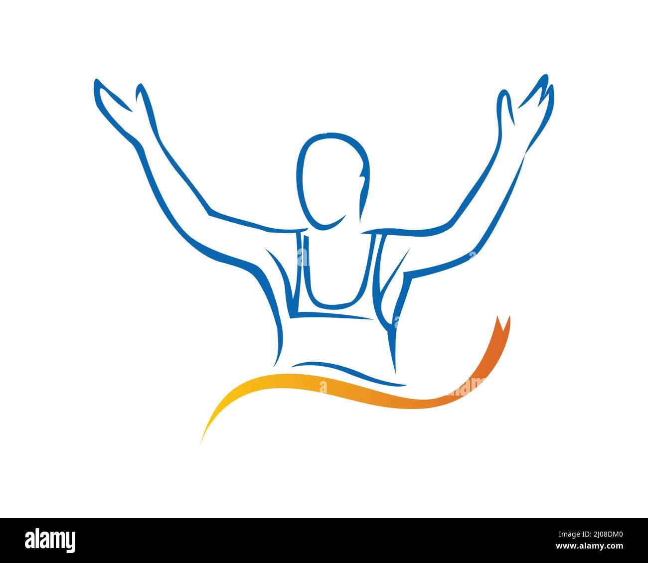 Un Runner che finisce la corsa con gioiosa silhouette Gesture Illustrazione Vettoriale