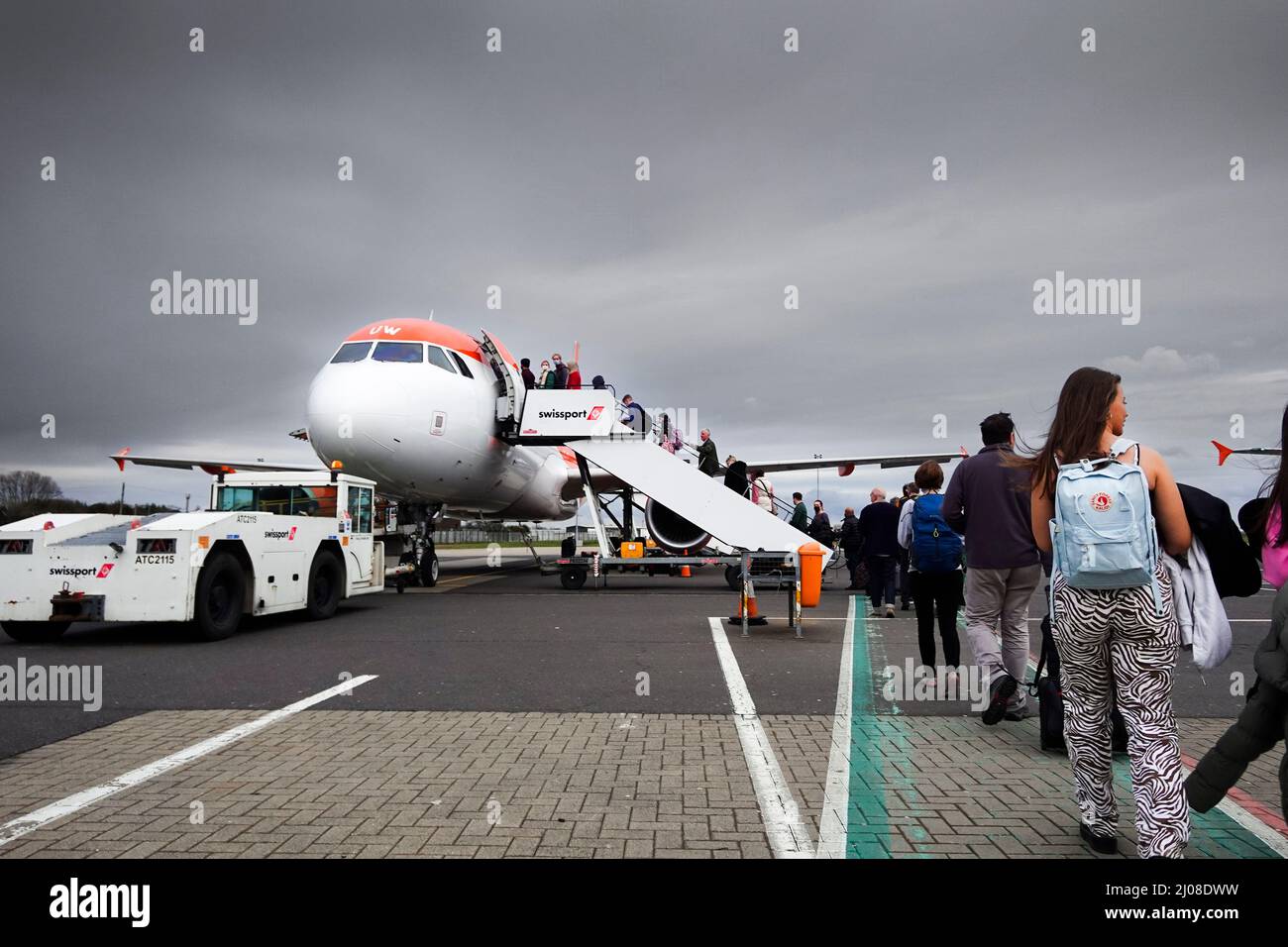 Easy Jet Airbus 320 all'aeroporto di Belfast Foto Stock