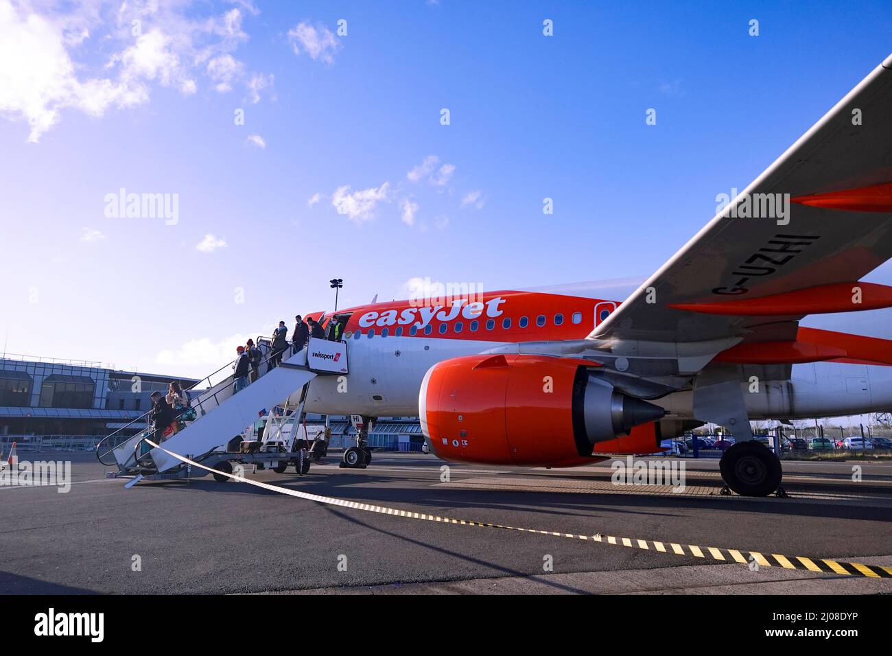 Easy Jet Airbus 320 all'aeroporto di Belfast Foto Stock