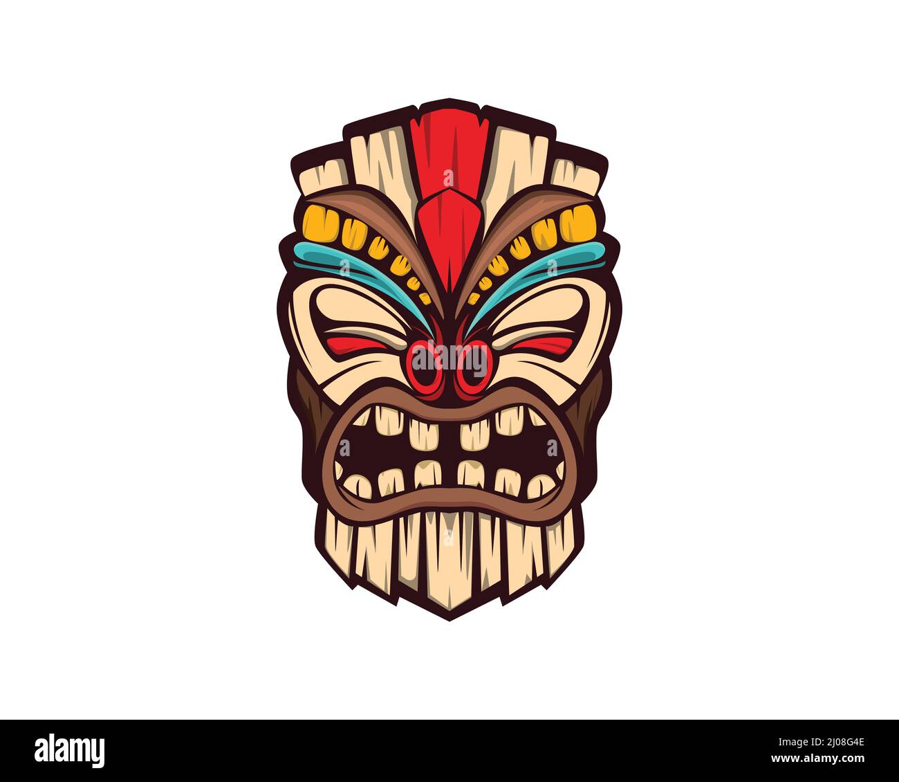 Illustrazione dettagliata dell'artigianato Tiki e Tribal scolpito Illustrazione Vettoriale