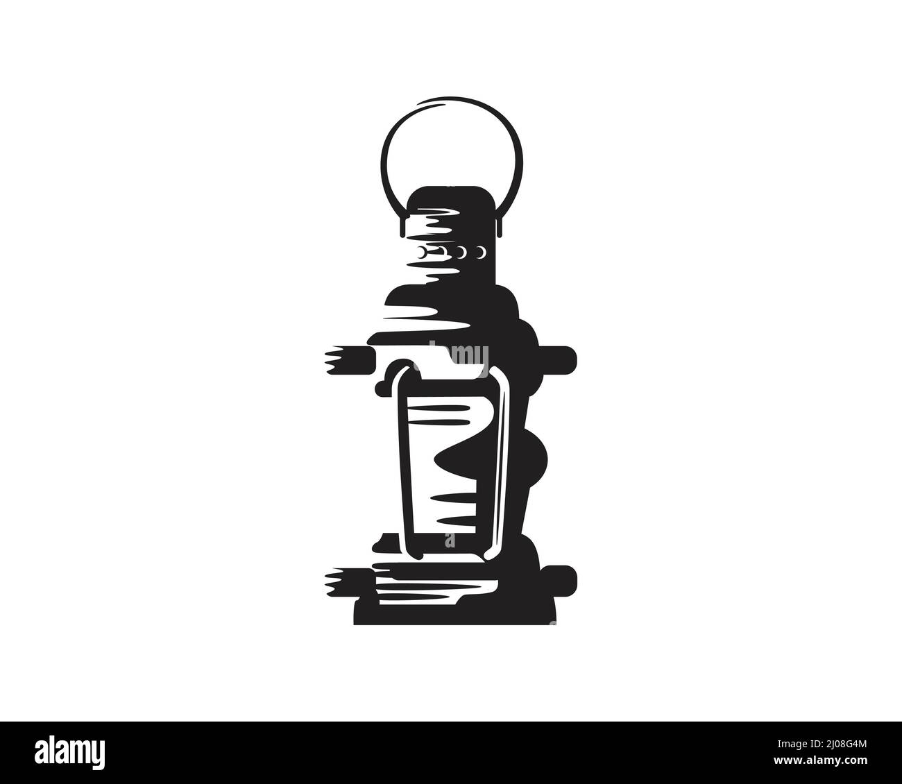 Lampada in rame antico e vecchio simbolo con stile Silhouette Illustrazione Vettoriale