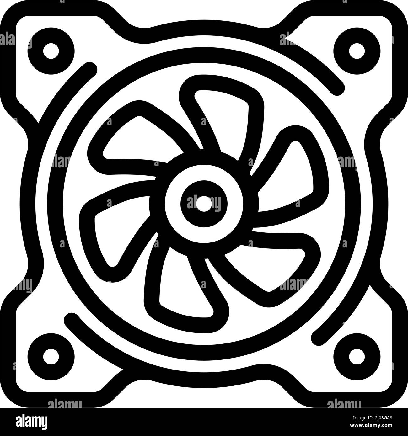 illustrazione vettoriale dell'icona della linea parziale del computer della ventola Illustrazione Vettoriale