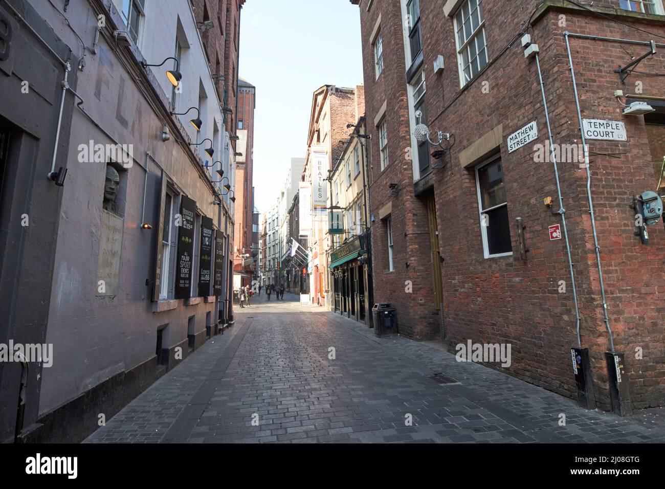 strada pedonale stretta mathew liverpool, inghilterra, regno unito Foto Stock