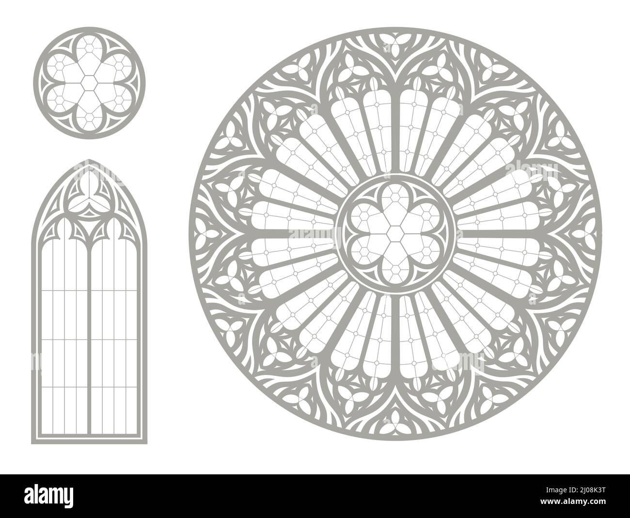 Medievale gotico vetrata rotonda texture finestra Illustrazione Vettoriale