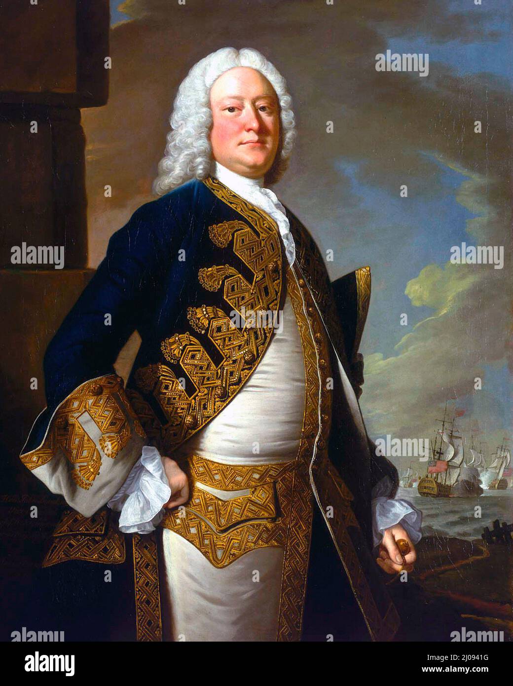 Ritratto dell'ammiraglio John Byng (1704-1757) - Thomas Hudson, 1749 Foto Stock