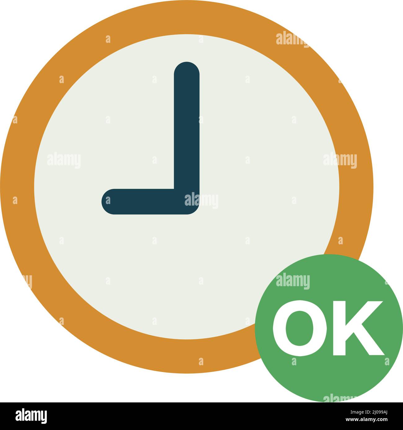 Icona dell'orologio e simbolo OK. Vettori modificabili. Illustrazione Vettoriale
