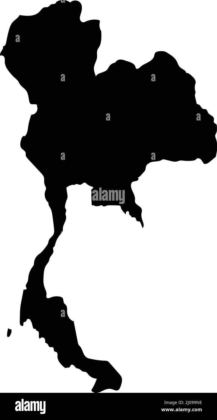 Mappa silhouette della Thailandia. Continente della Thailandia. Vettore modificabile. Illustrazione Vettoriale