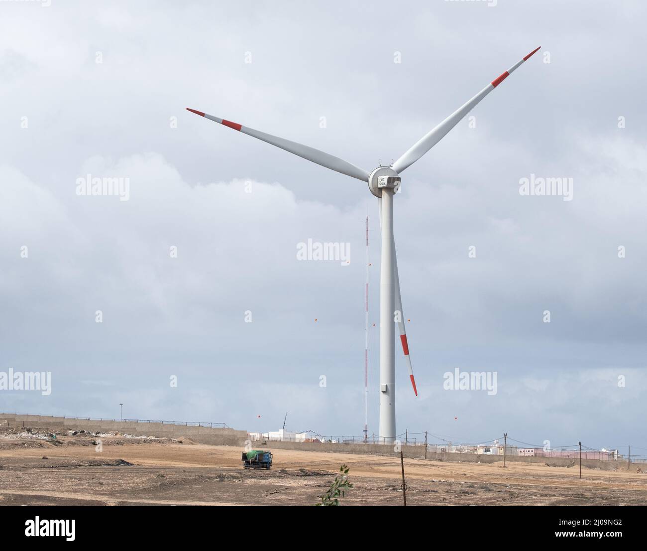 Grande turbina eolica onshore a Gran Canaria, Isole Canarie, Spagna Foto Stock