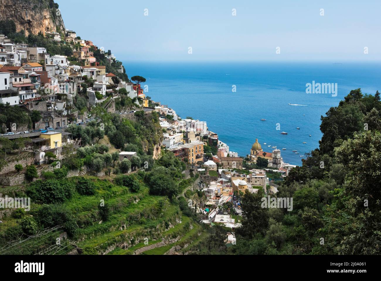 Positano lungo la Costiera Amalfitana, Provincia di Salerno, Regione Compania, Italia Foto Stock