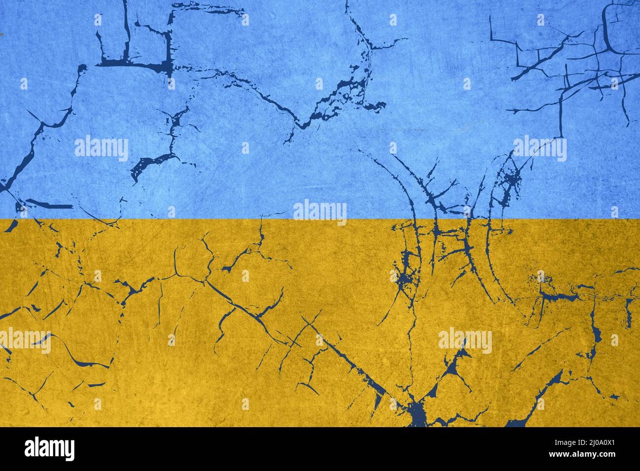 drapaeau d'Ucraina craquelé Foto Stock
