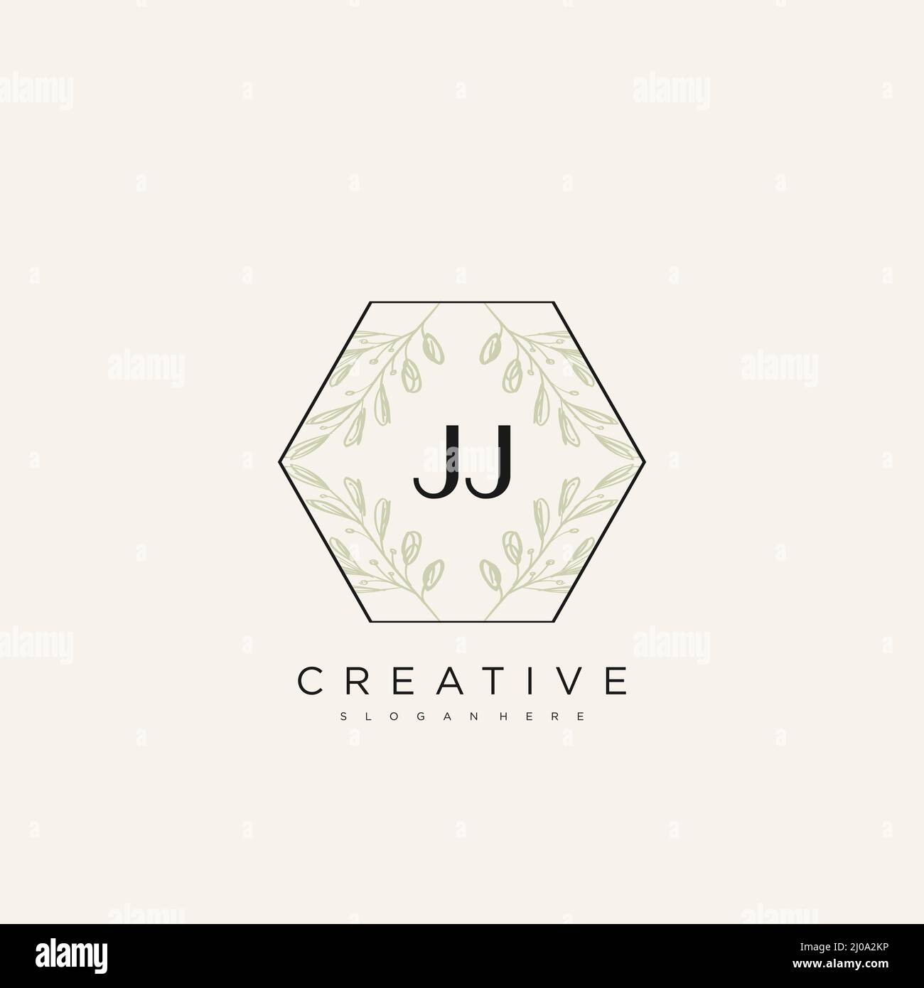 JJ Initial Letter Flower Logo Template vettore premium Illustrazione Vettoriale