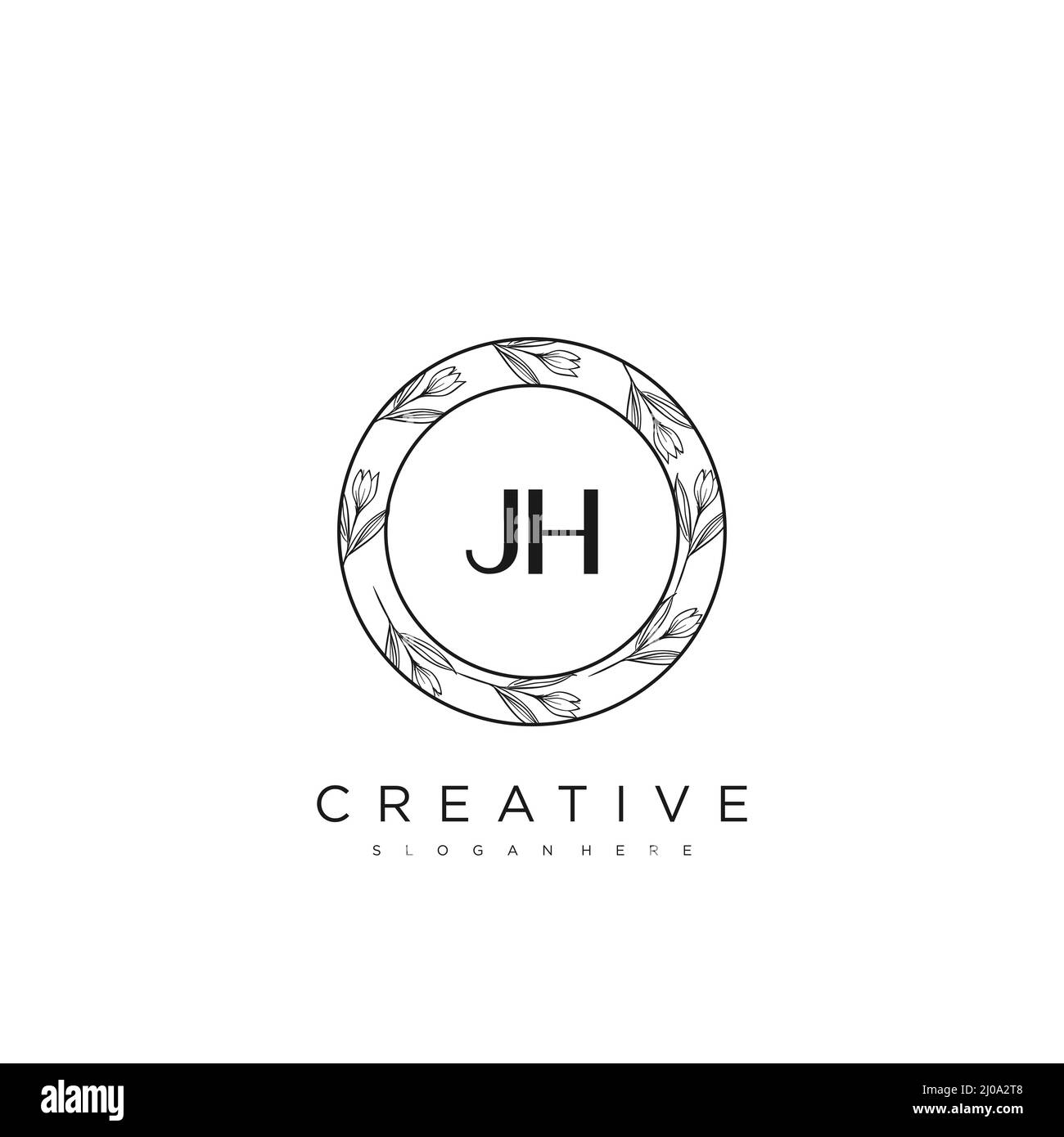 JH Initial Letter Flower Logo Template vettore premium Illustrazione Vettoriale