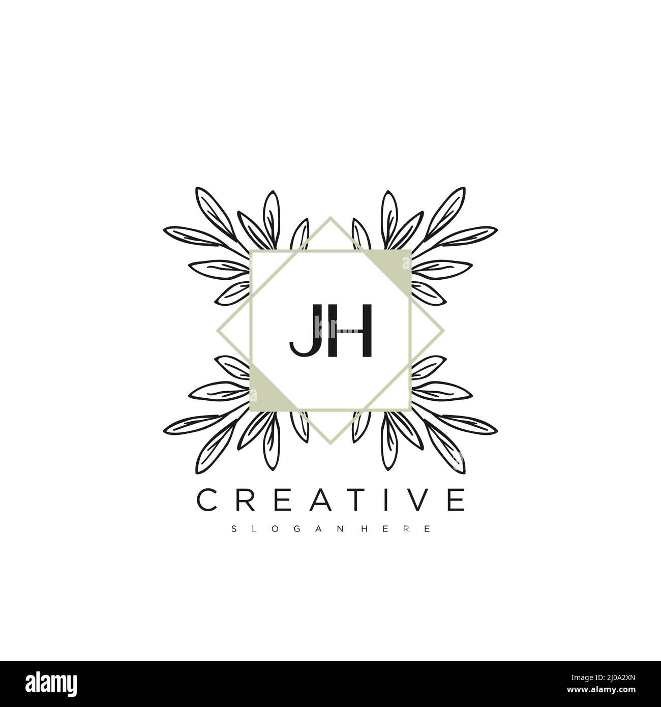 JH Initial Letter Flower Logo Template vettore premium Illustrazione Vettoriale