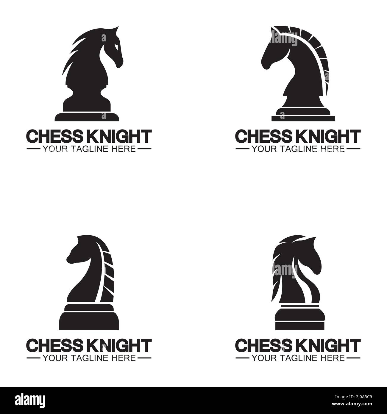Black Chess Cavaliere modello vettoriale logo silhouette Horse Illustrazione Vettoriale