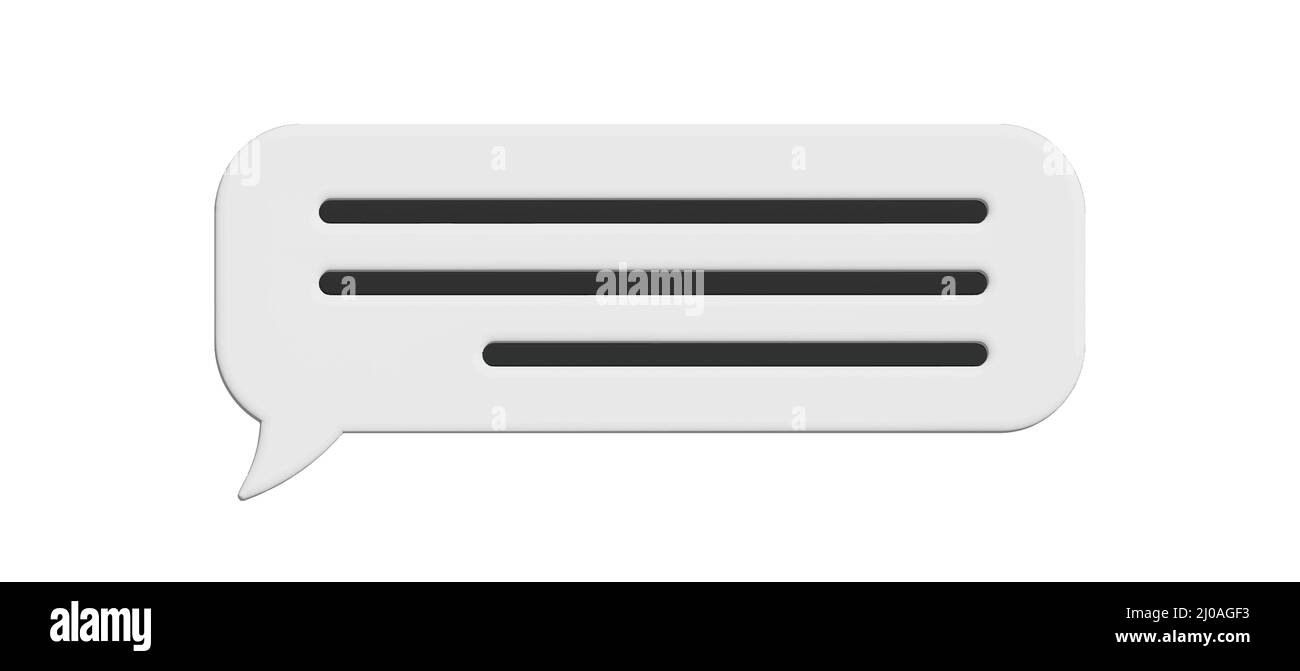 Fumetto bianco lucido, dialogo, forma Messenger. 3D rendering delle icone vettoriali per i social media o il sito Web Illustrazione Vettoriale