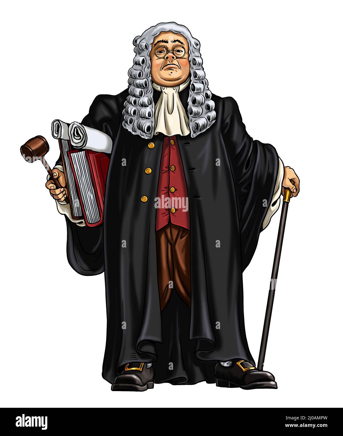 Professione - avvocato. Illustrazione con il difensore. Avvocato medievale. Foto Stock