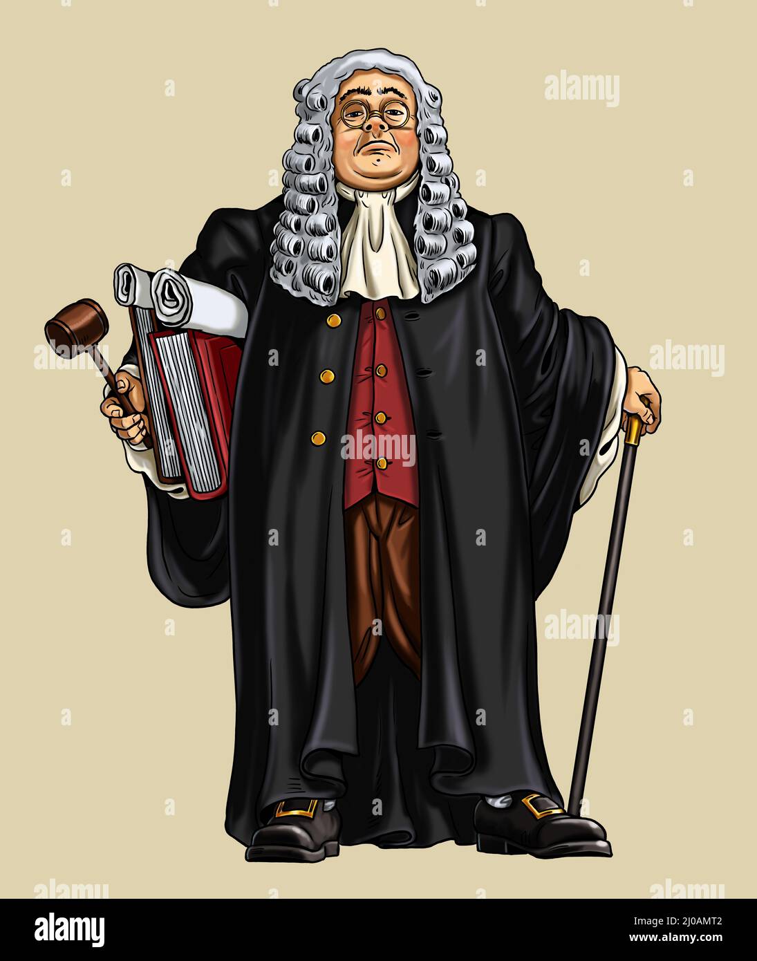 Professione - avvocato. Illustrazione con il difensore. Avvocato medievale. Foto Stock