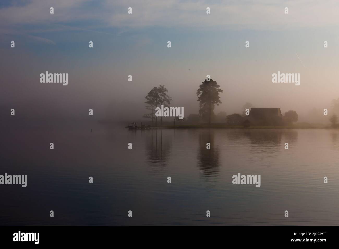 Mattina nebbiosa Foto Stock