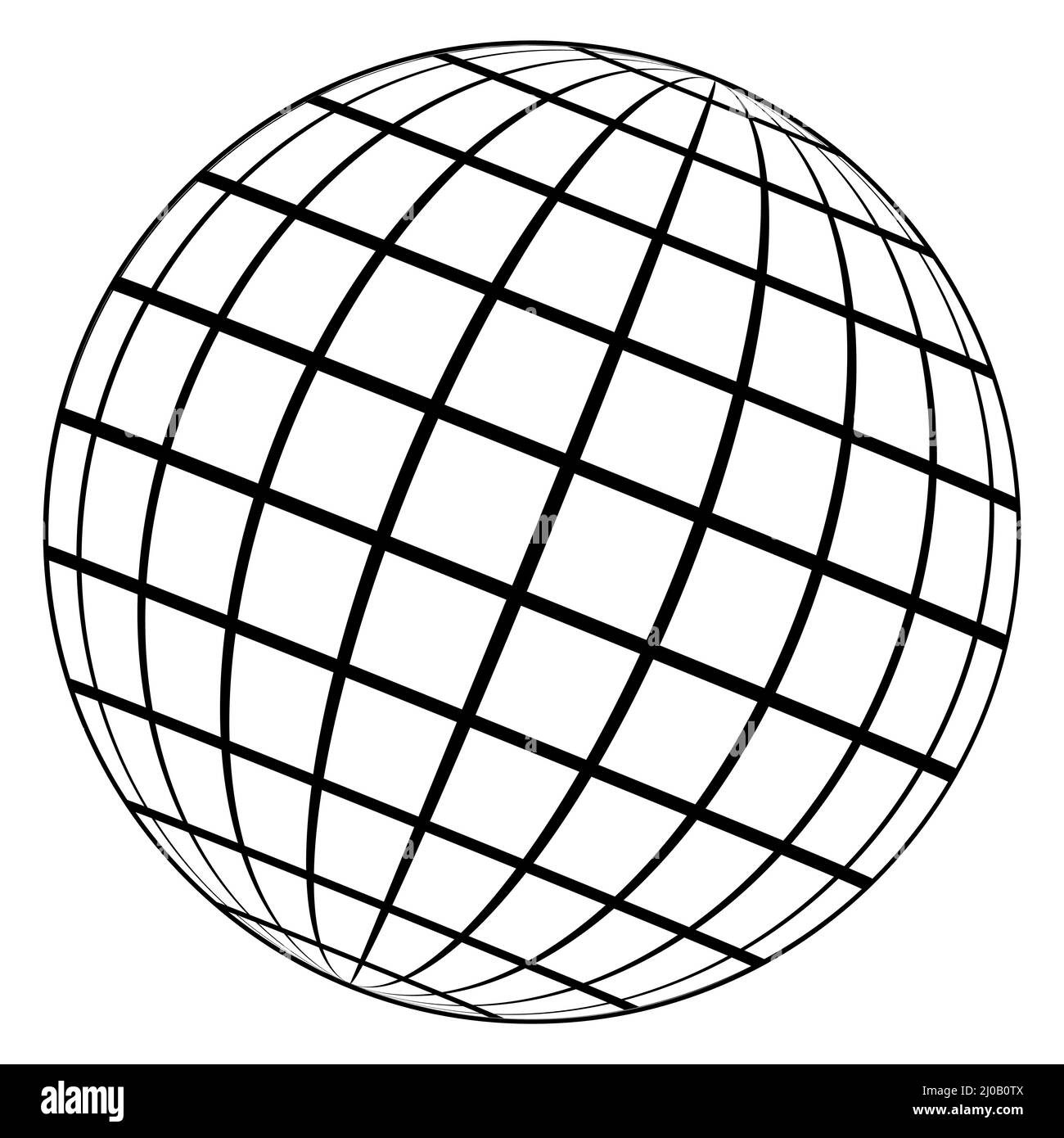 Logo Globe Planet Earth 3D Sphere, globo frame meridian wire grid Illustrazione Vettoriale