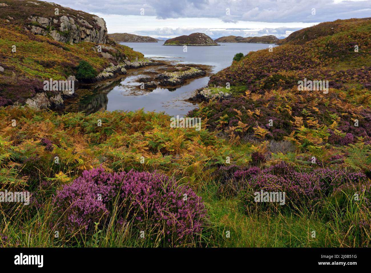 Paesaggio costiero, South Uist, Ebridi esterne, Scotl Foto Stock