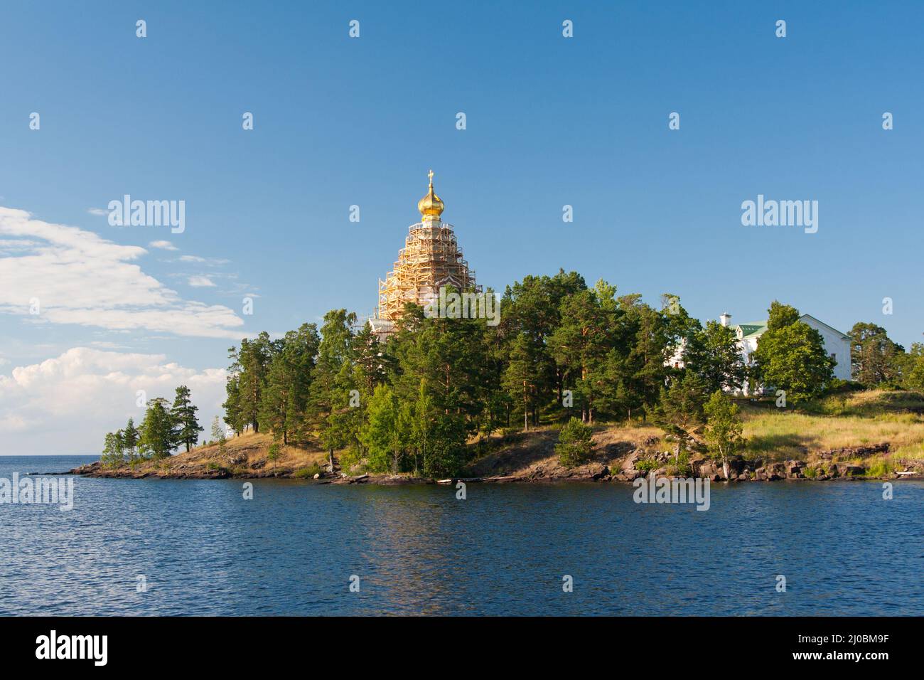 Skete di San Nicola sul restauro. Isola di Karelia Valaam. Foto Stock