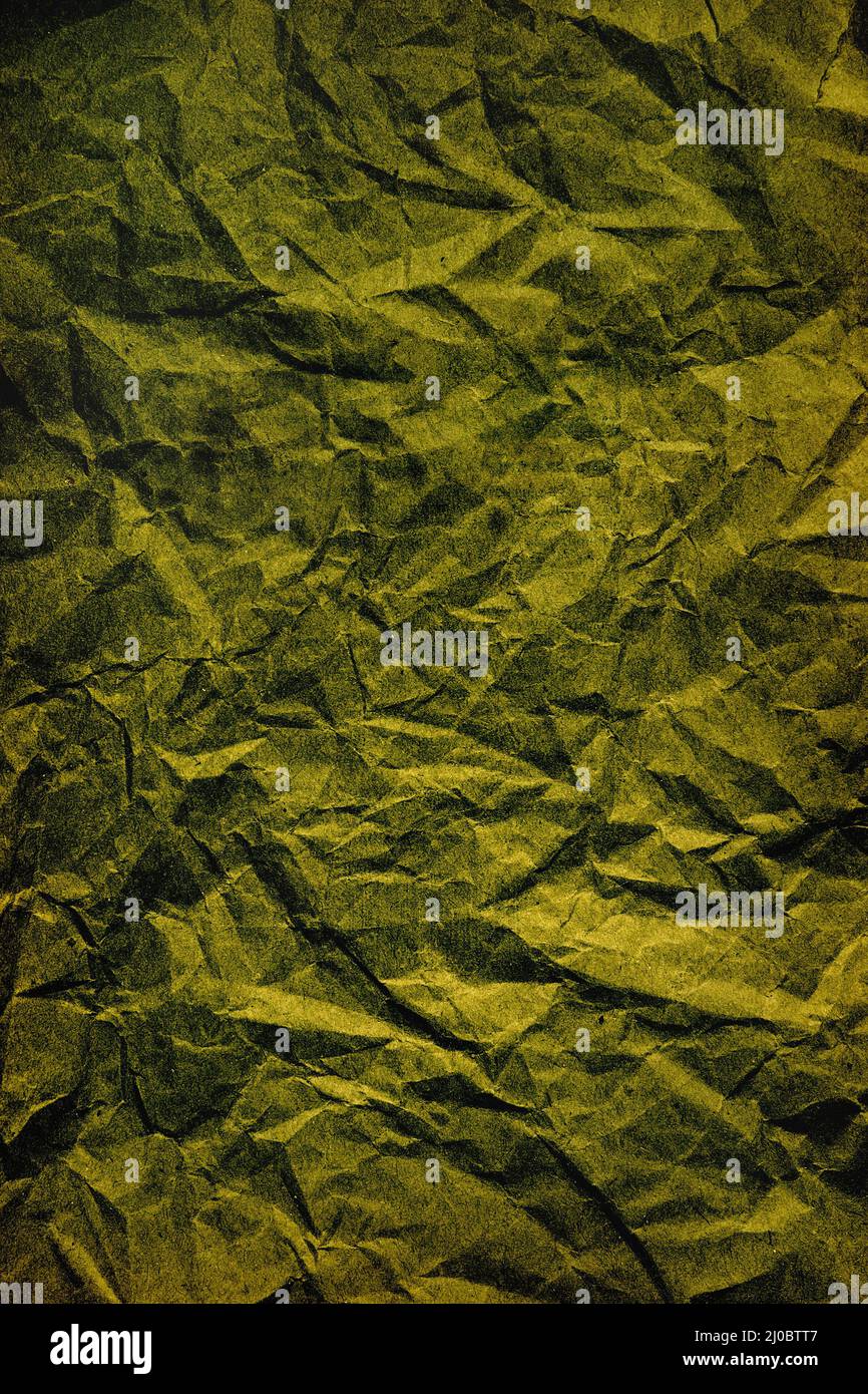 Trama astratta di fondo di carta verde sbriciolato primo piano Foto Stock