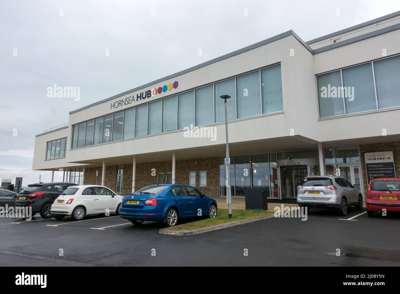 Hornsea Hub centro sportivo/di svago a Hornsea, una città balneare in East Riding of Yorkshire, Inghilterra. Foto Stock