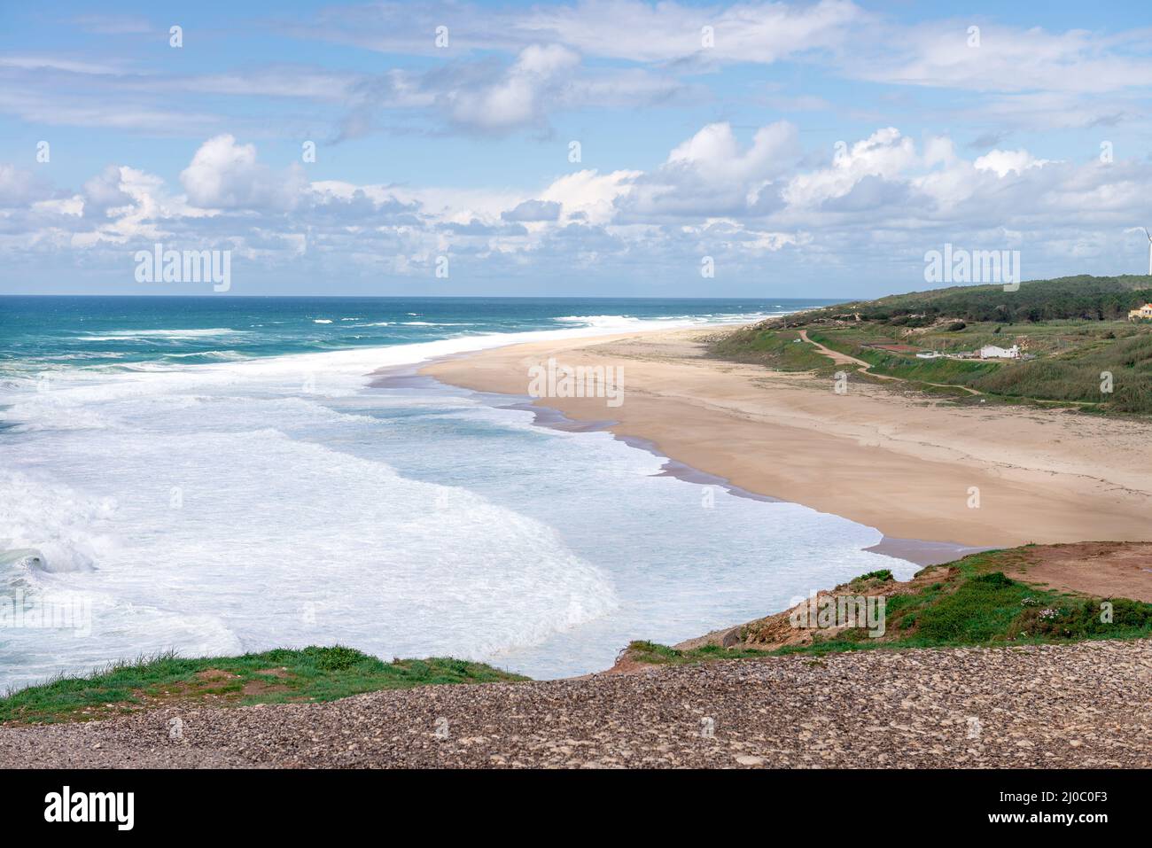 Spiaggia a Nazare, un paradiso di surf town - nazare, Portogallo Foto Stock