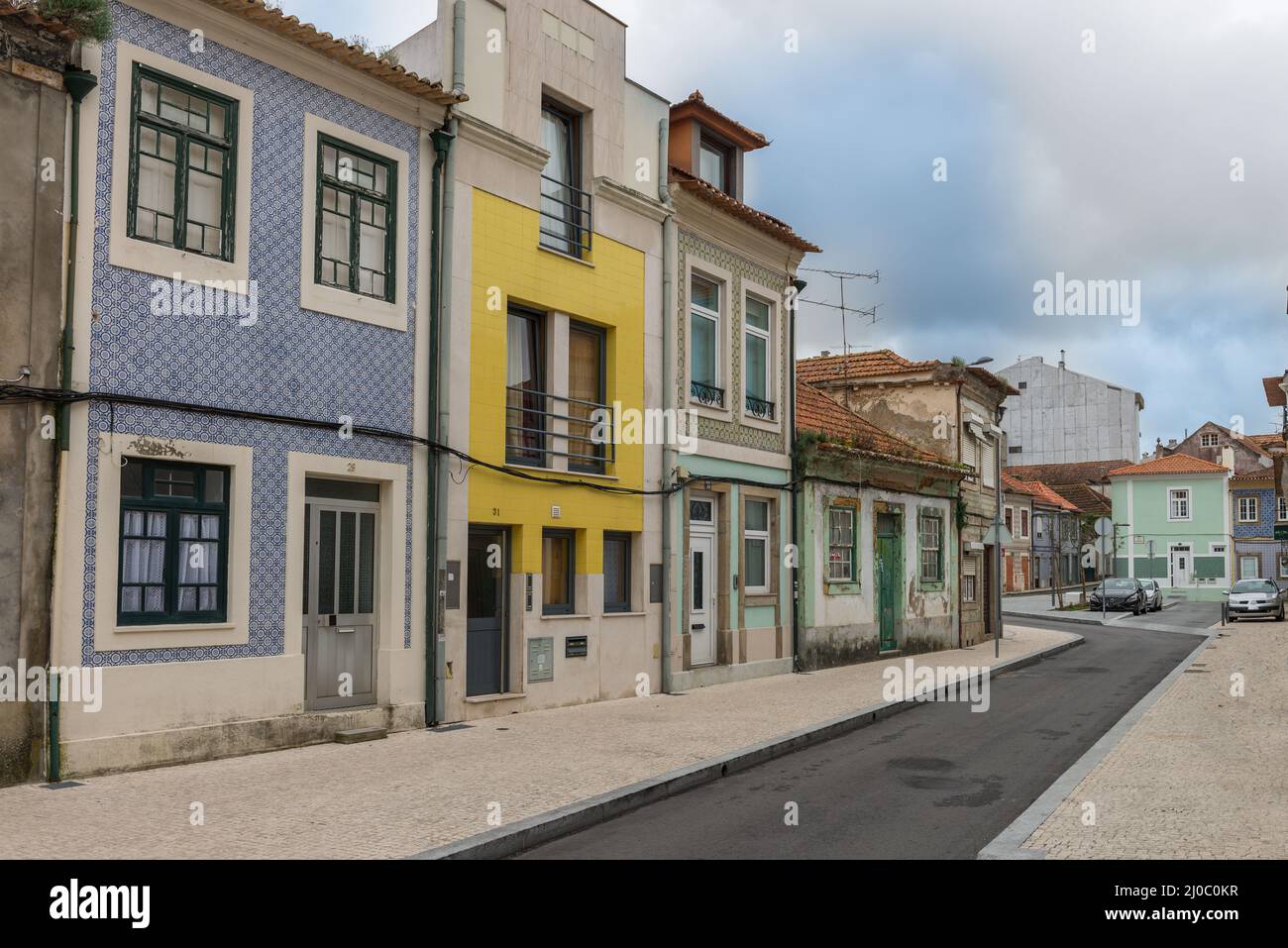 Facciate di Aveiro, il portoghese Venezia. Aveiro, Portogallo. Foto Stock