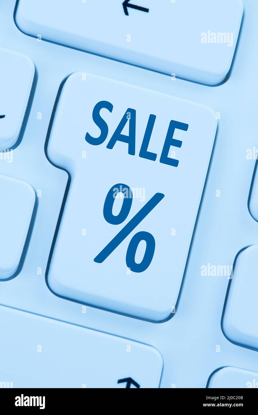 Vendita gioco online shopping e-commerce shopping internet computer blu web Foto Stock