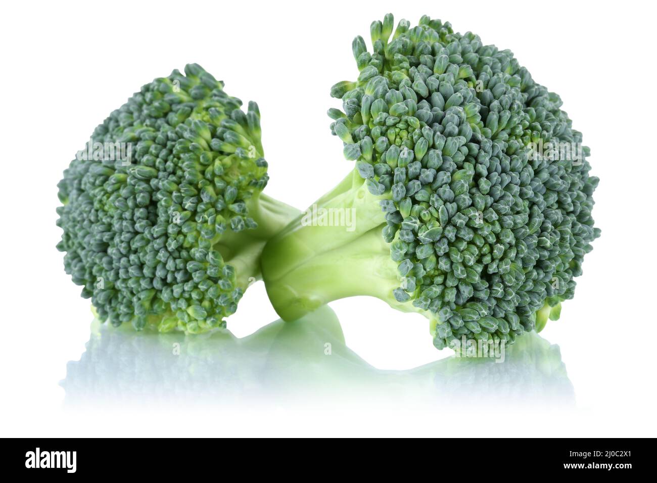 Broccoli broccoli freschi esentati isolati Foto Stock