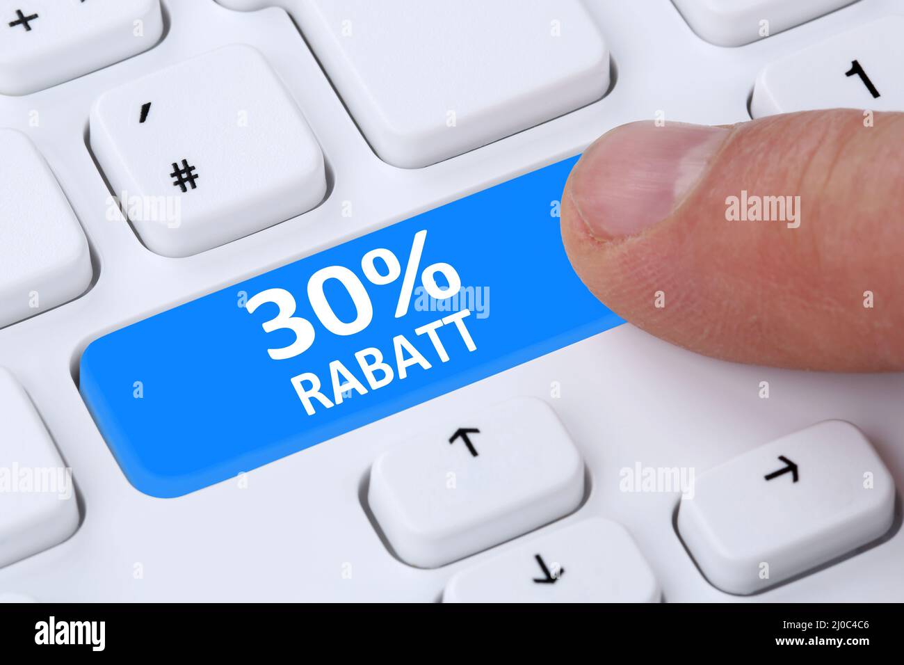 30% trenta per cento di sconto pulsante azione bonus shopping internet Foto Stock